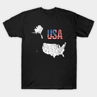 Vintage USA Map & American Flag T-Shirt